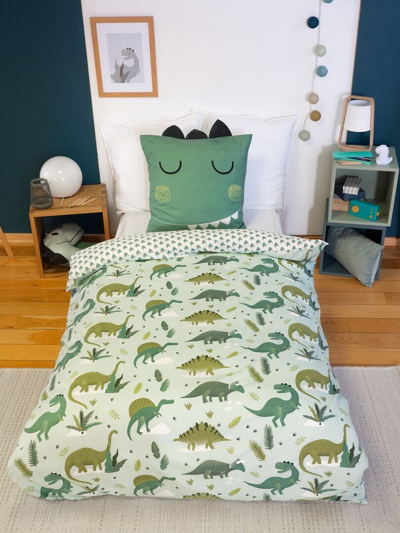 Parure de lit à imprimé dinosaure - 1 personne Vert - Kiabi