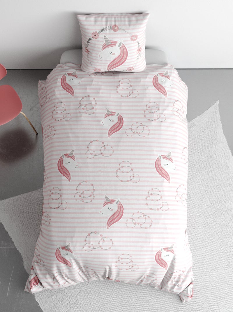 Parure de lit à imprimé licorne - 1 personne Rose - Kiabi