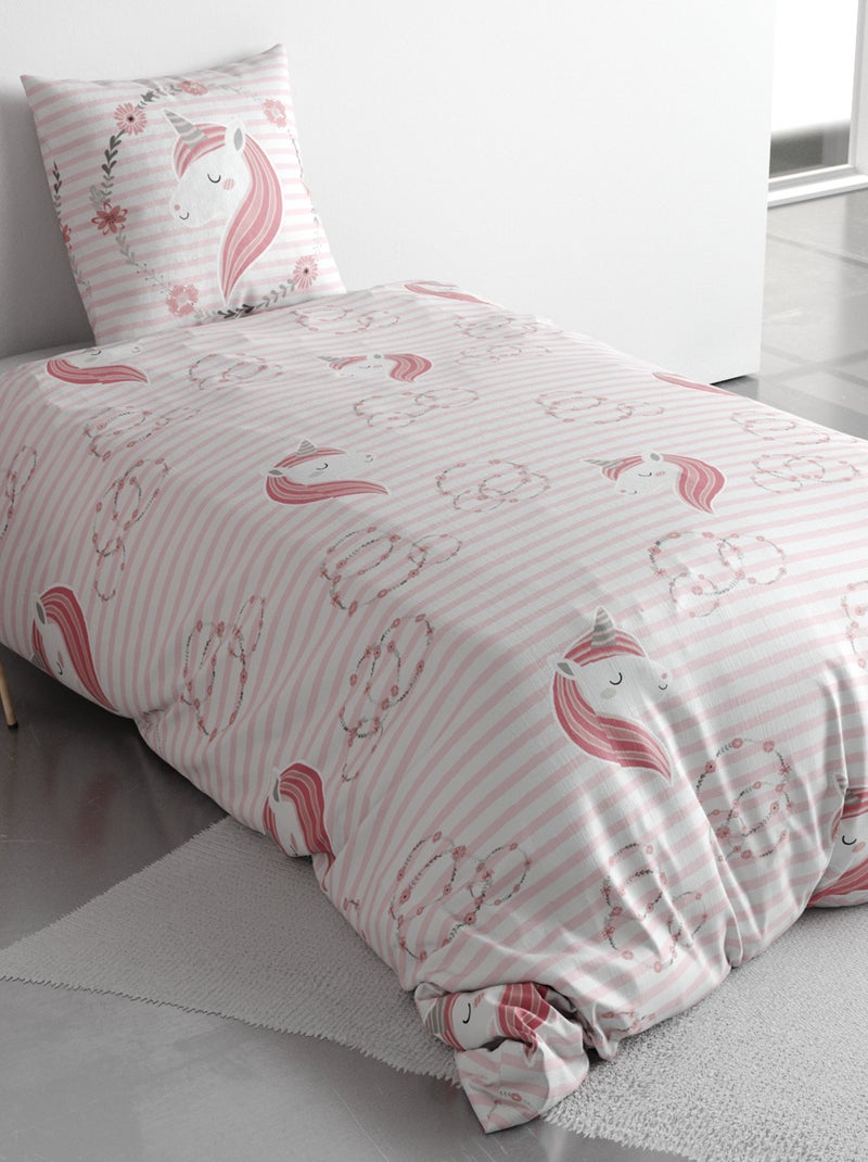 Parure de lit à imprimé licorne - 1 personne Rose - Kiabi