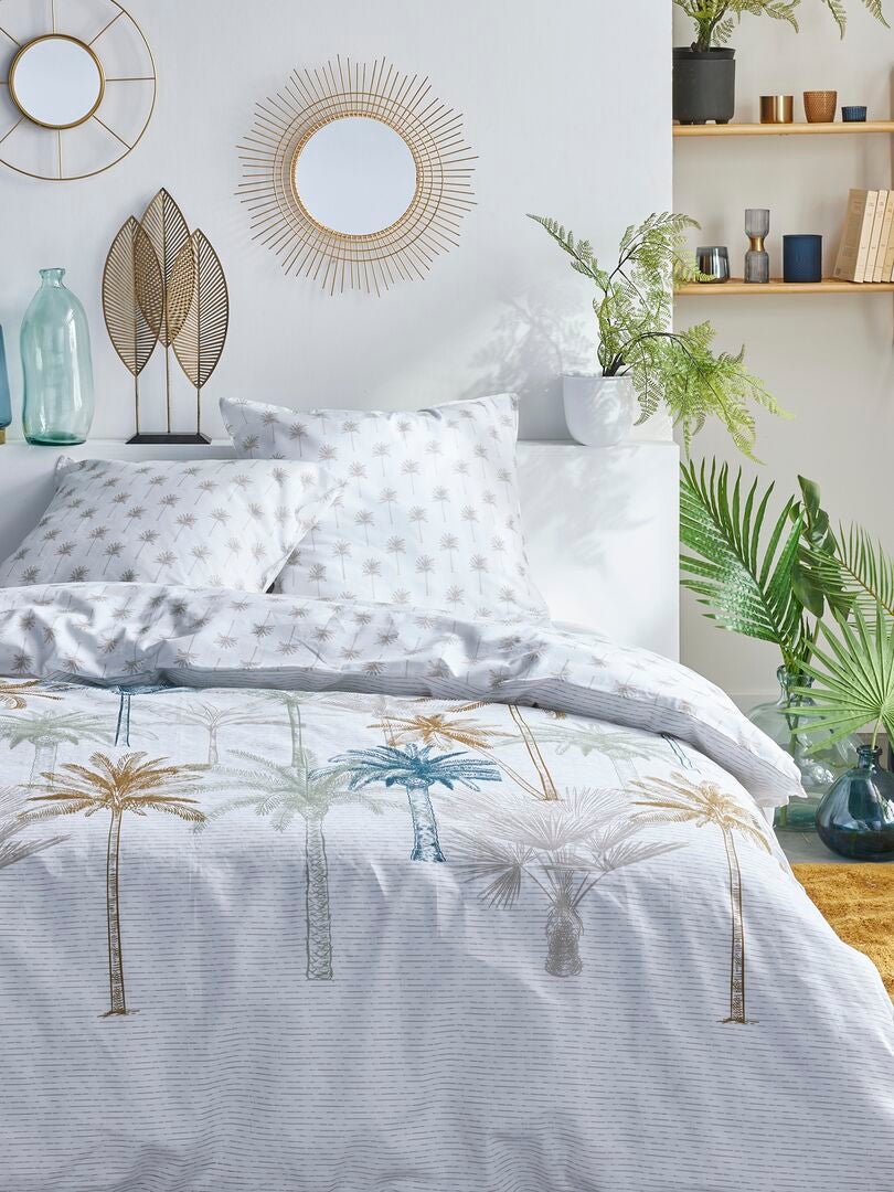 Parure de lit à palmiers - 2 personnes Blanc - Kiabi