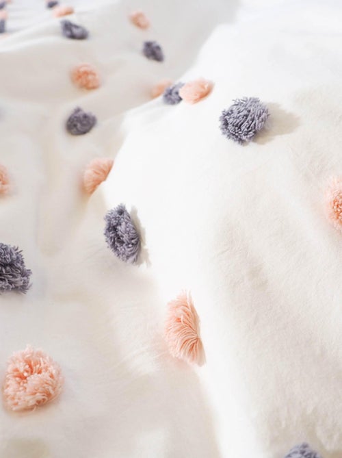 Parure de lit à pompons colorés - Kiabi