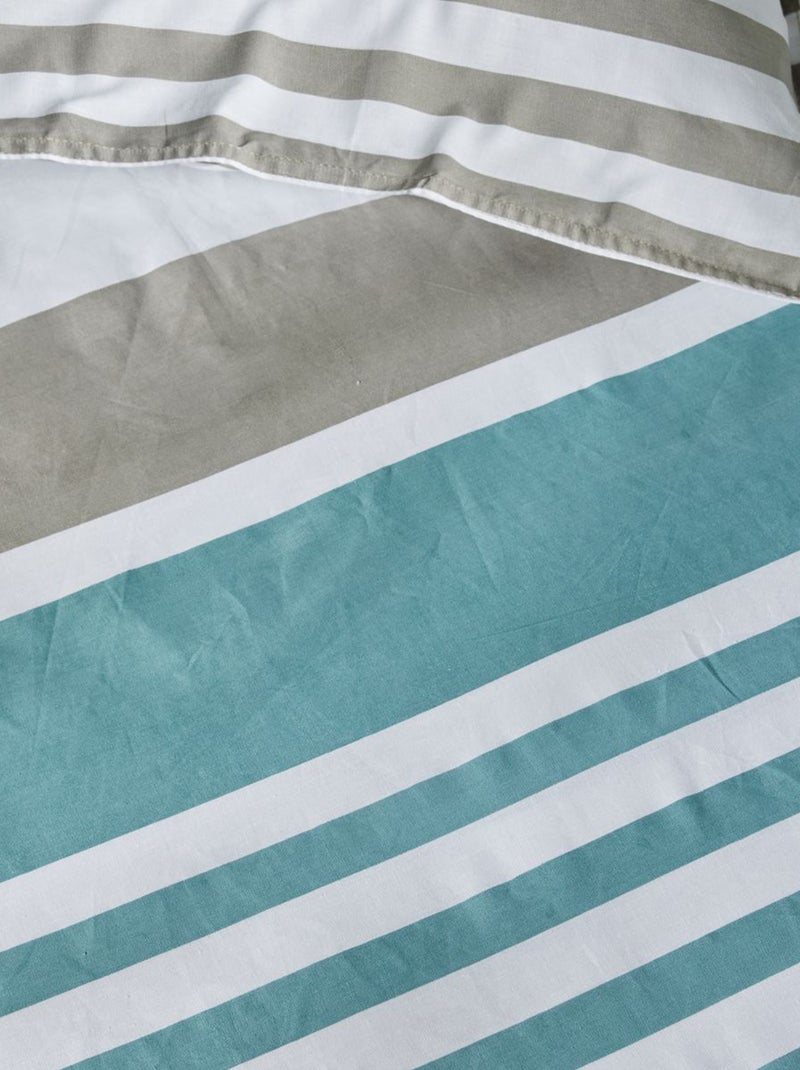 Parure de lit à rayures - 2 personnes Bleu - Kiabi