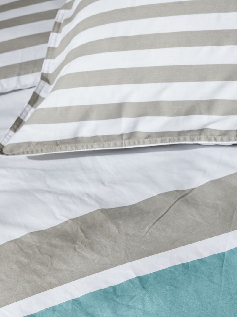 Parure de lit à rayures - 2 personnes Bleu - Kiabi