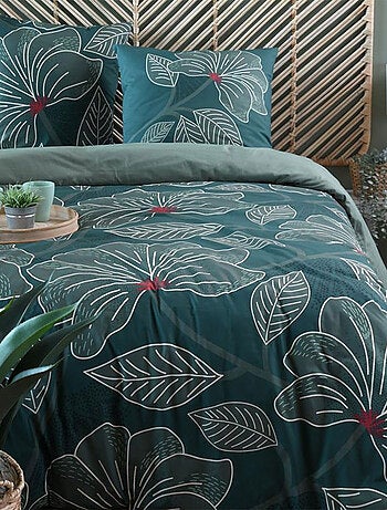 Parure de lit Amarante Vert en coton percale
