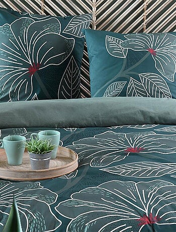 Parure de lit Amarante Vert en coton percale