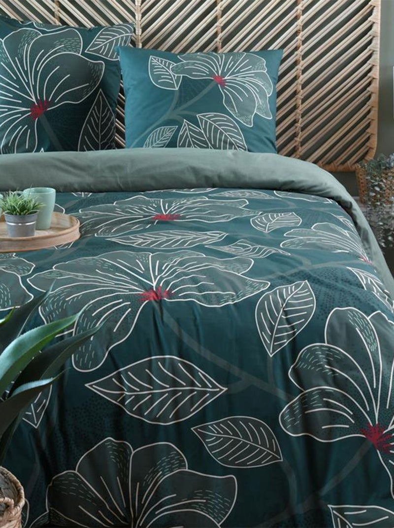 Parure de lit Amarante Vert en coton percale Vert - Kiabi