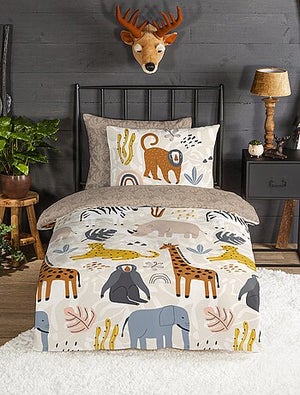 Parure De Lit Bébé Motif Animaux Ferme Et Tracteur - Housse Couette 90x120cm + Taie 60x40cm - 100% Coton Oeko-Tex