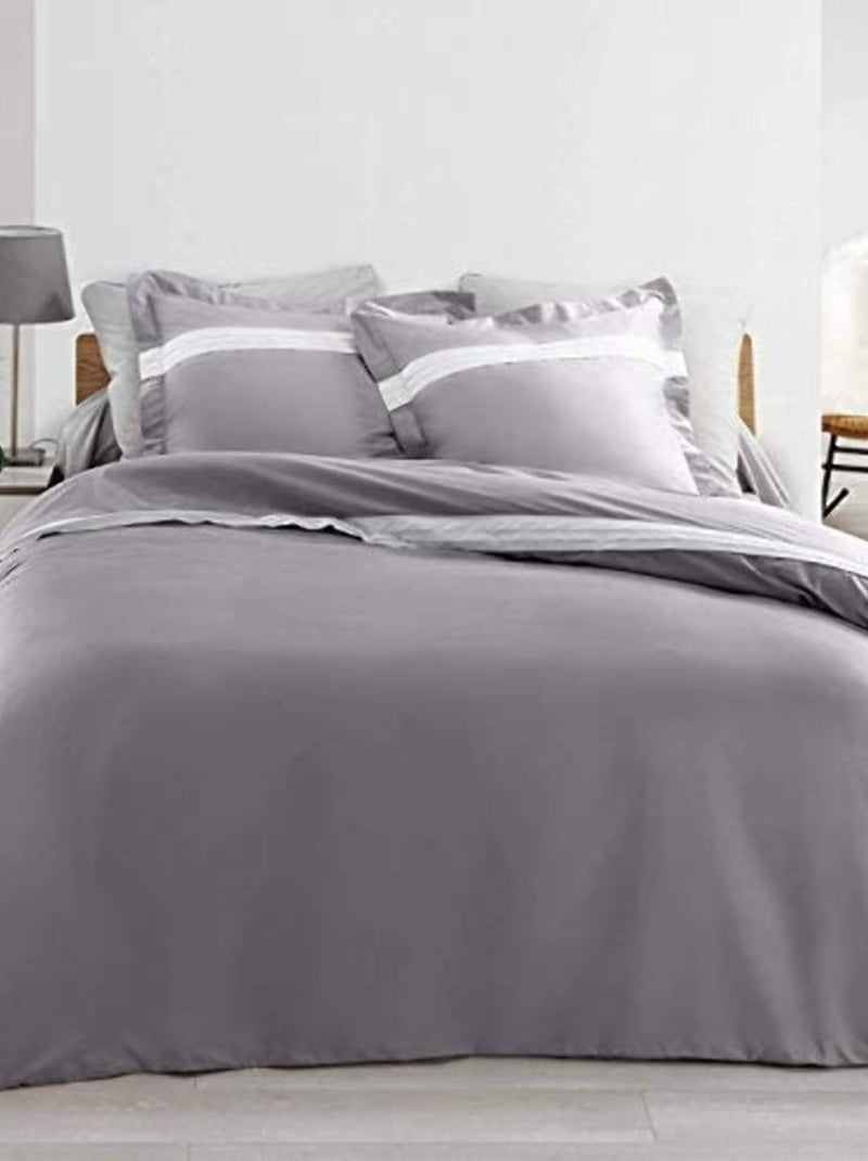 Parure de lit Astoria Anthracite Blanc 220 x 240 cm gris anthracite - Kiabi