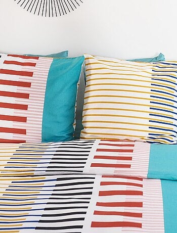 Parure de lit aux rayures colorées