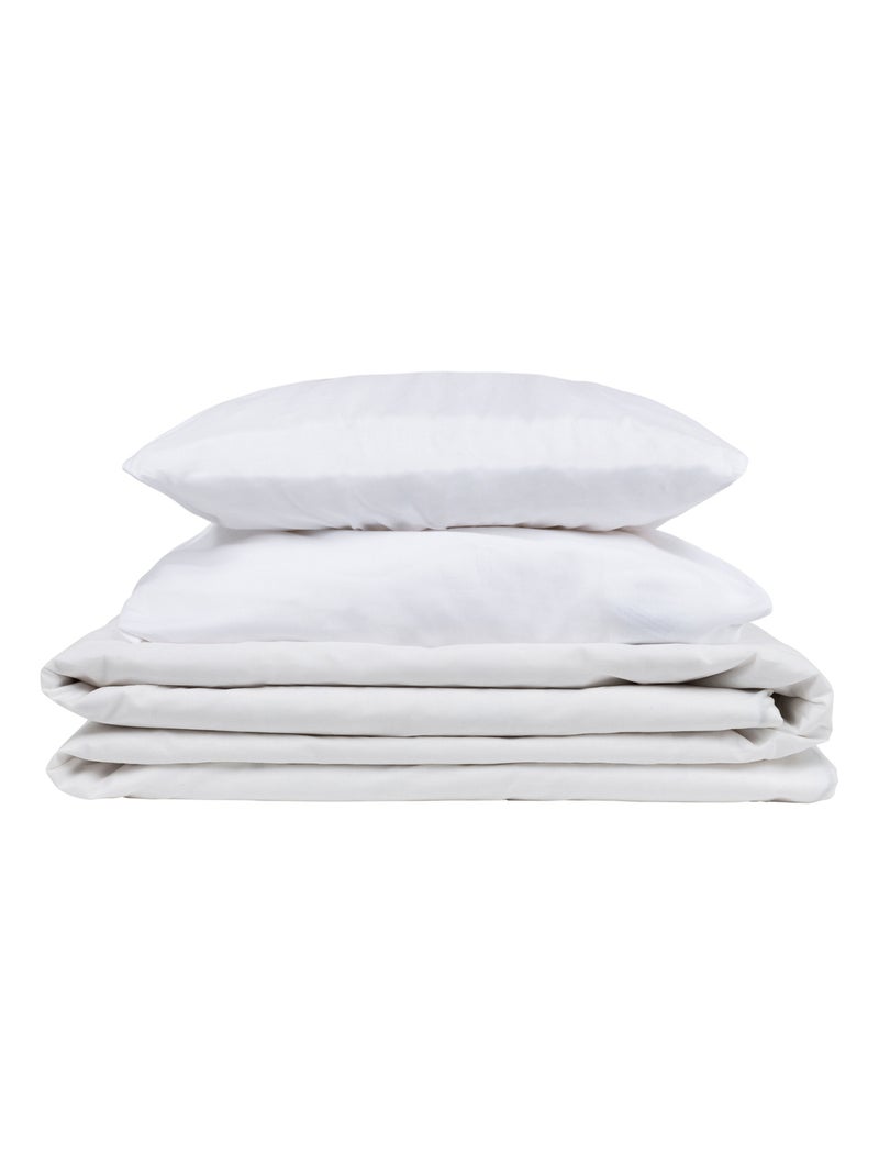 Parure de lit avec housse de couette 100% coton 150 fils Blanc - Kiabi