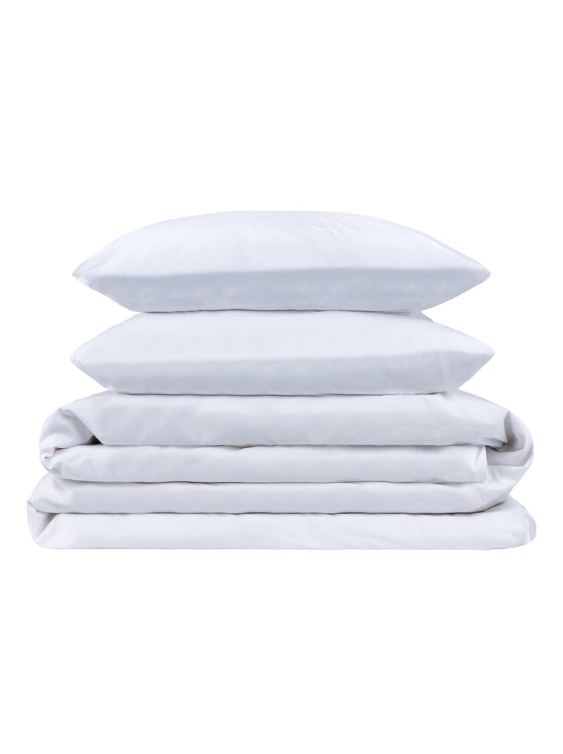 Parure de lit avec housse de couette 100% coton respirant 200 fils au pouce Blanc - Kiabi