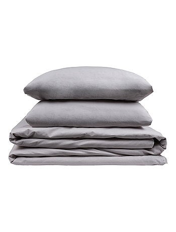 Parure de lit avec housse de couette 100% coton respirant 200 fils au pouce Gris