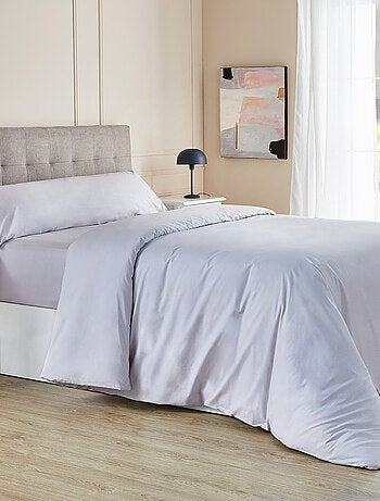 Parure de lit avec housse de couette 100% coton respirant 200 fils au pouce Gris