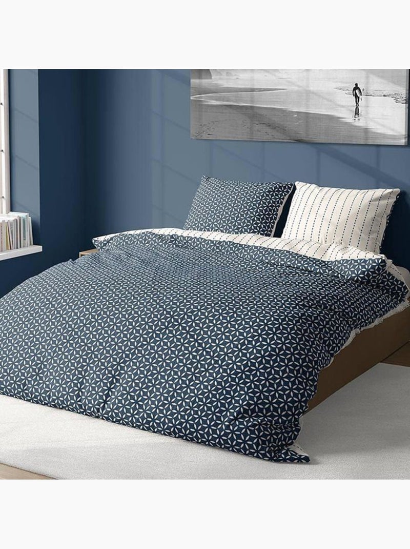 Parure de lit avec housse de couette 220x240 cm + 2 taies d'oreiller 63x63cm holy Bleu - Kiabi