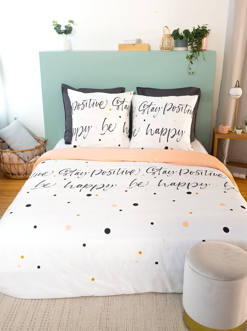 Parure de lit avec inscriptions - 2 personnes Blanc - Kiabi