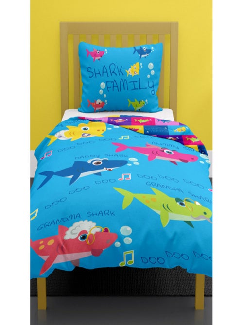 Parure de lit Baby Shark - taie d'oreiller famille de requin - 135 cm x 200 cm - Kiabi