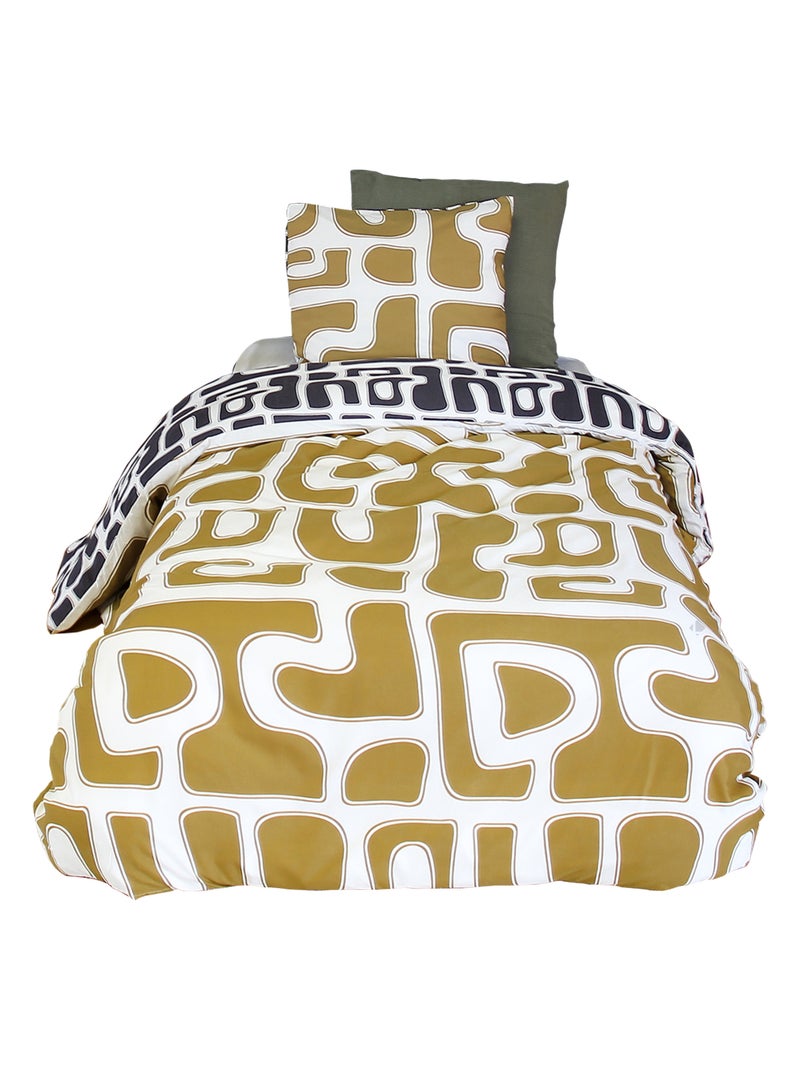 Parure de lit BAKA polyester microfibre Jaune moutarde - Kiabi
