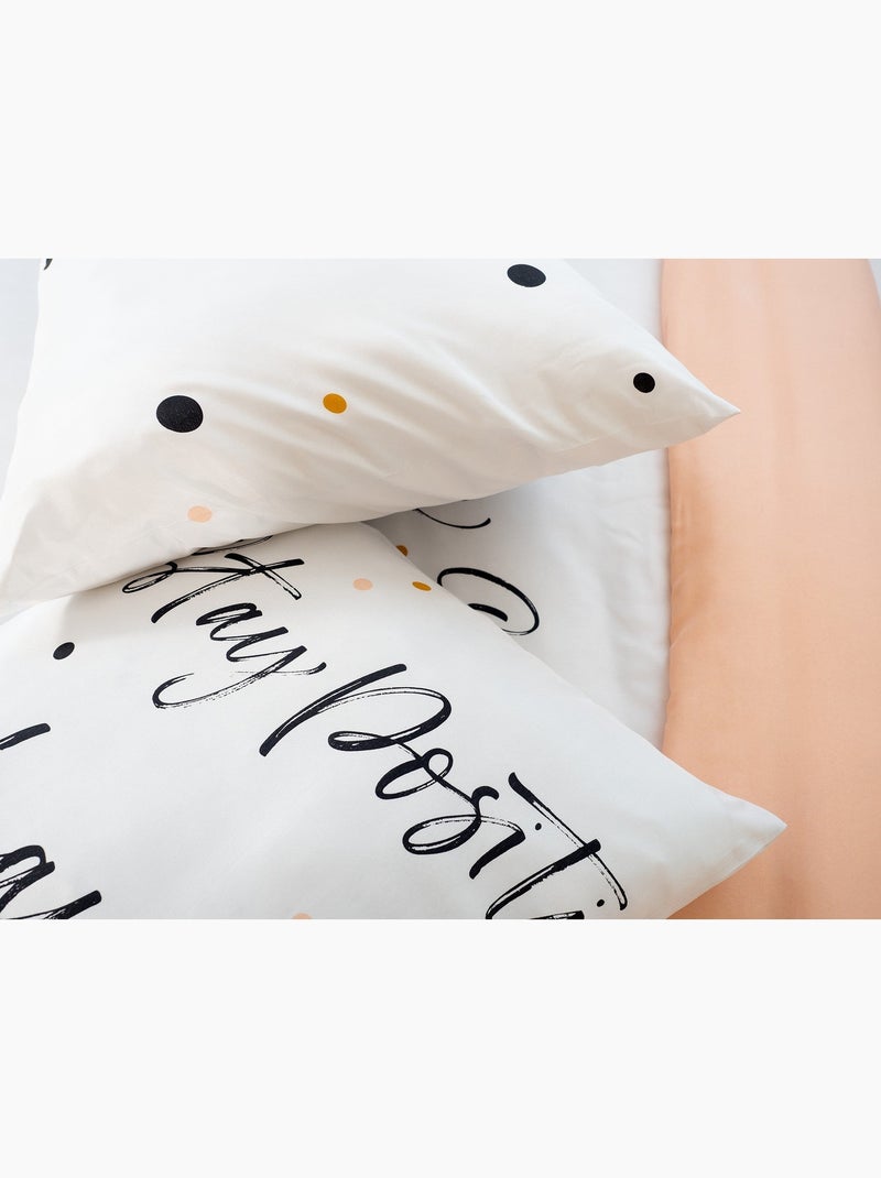 Parure de lit be happy - 140x200 / blanc Blanc - Kiabi