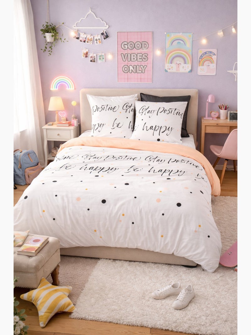 Parure de lit be happy - 140x200 / blanc Blanc - Kiabi