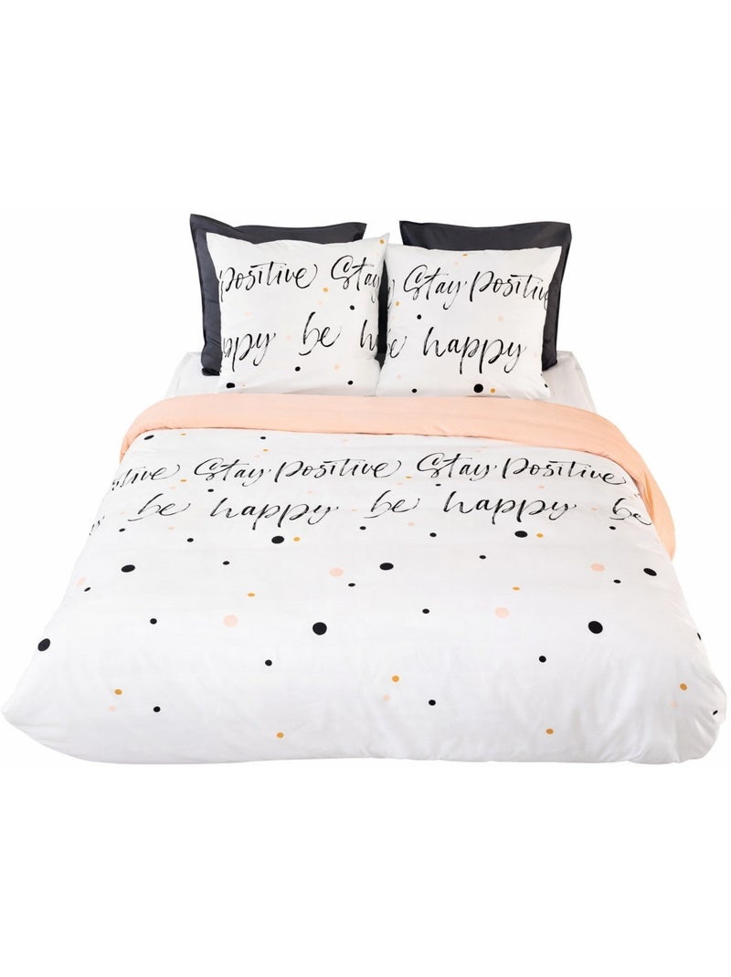 Parure de lit be happy - 140x200 / blanc Blanc - Kiabi