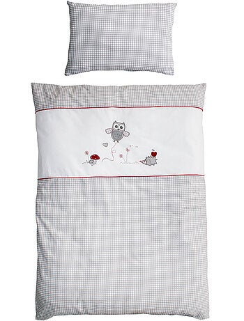 Parure de lit bébé - Housse de couette + taie d'oreiller en coton 'Roba adam et eule'