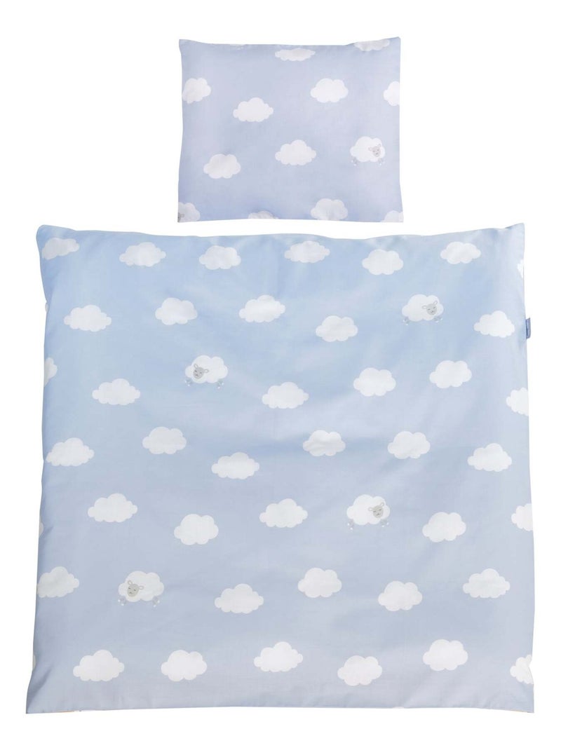 Parure de lit bébé - Housse de couette + taie d'oreiller en coton 'Roba kleine wolke blau' Bleu clair - Kiabi