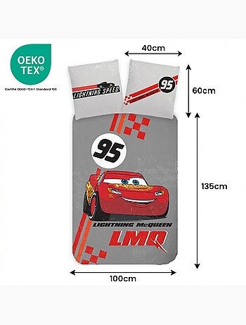 Parure de lit bébé Cars avec Flash McQueen réversible – 100% coton