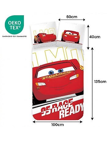 Parure de lit bébé Cars avec Flash McQueen réversible – 100% coton