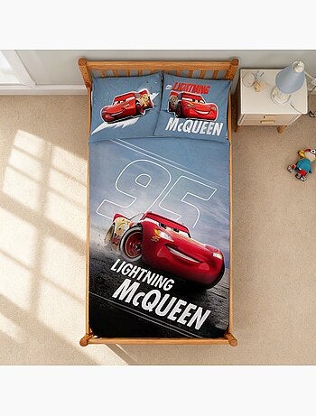 Parure de lit bébé Cars avec Lightning McQueen phosphorescente réversible – 100% coton
