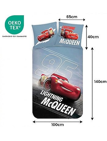 Parure de lit bébé Cars avec Lightning McQueen phosphorescente réversible – 100% coton