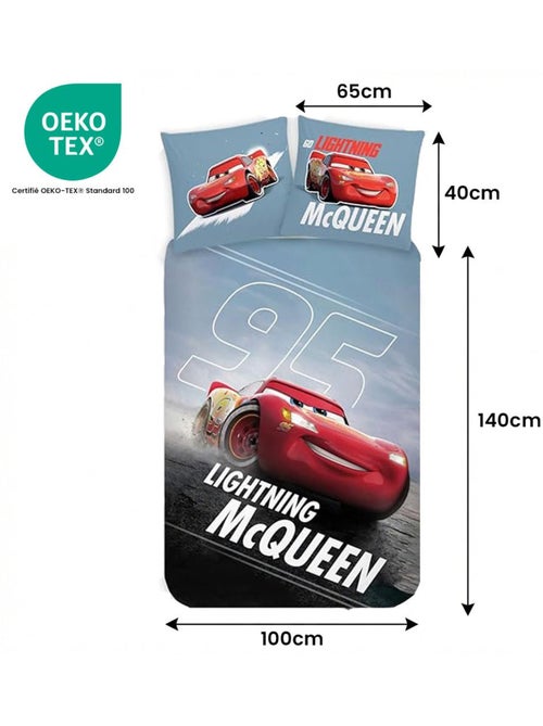Parure de lit bébé Cars avec Lightning McQueen phosphorescente réversible – 100% coton - Kiabi
