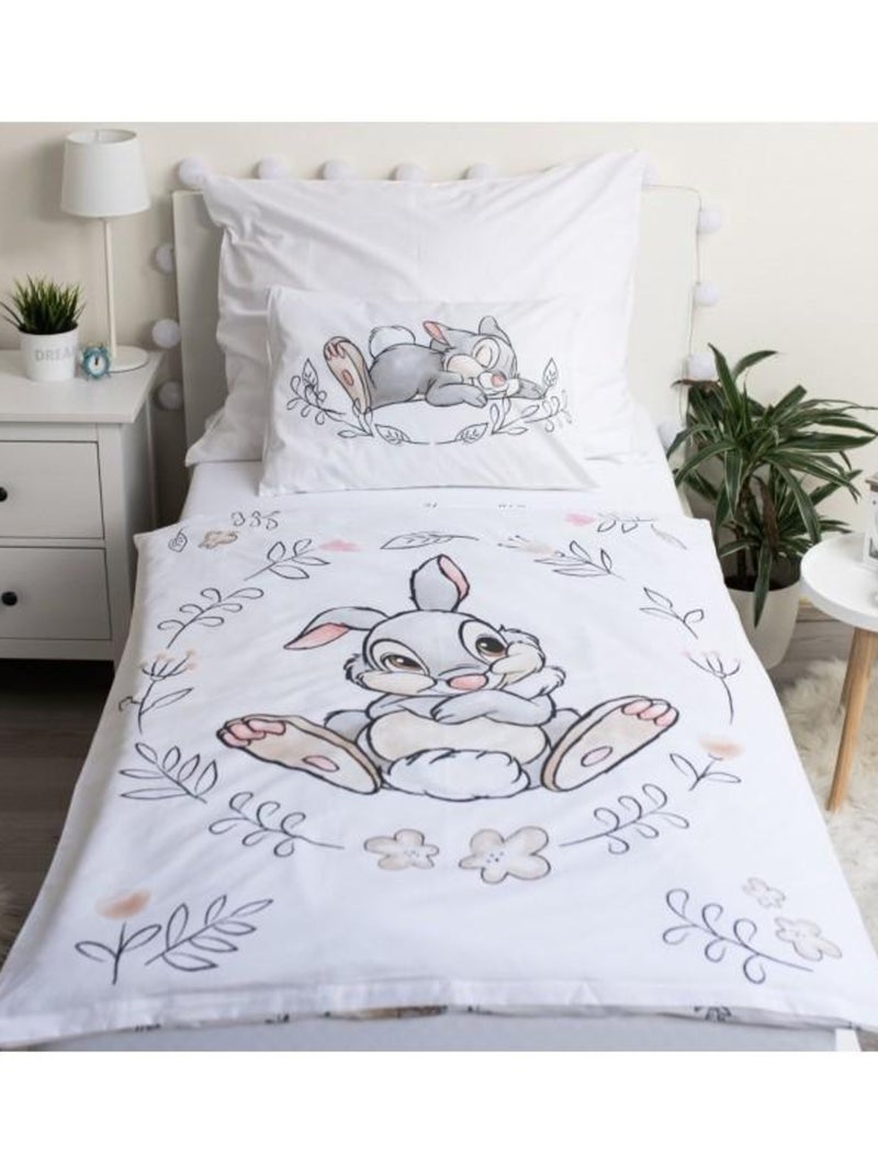Parure de Lit Bébé Coton Bambi Panpan Blanc - Kiabi