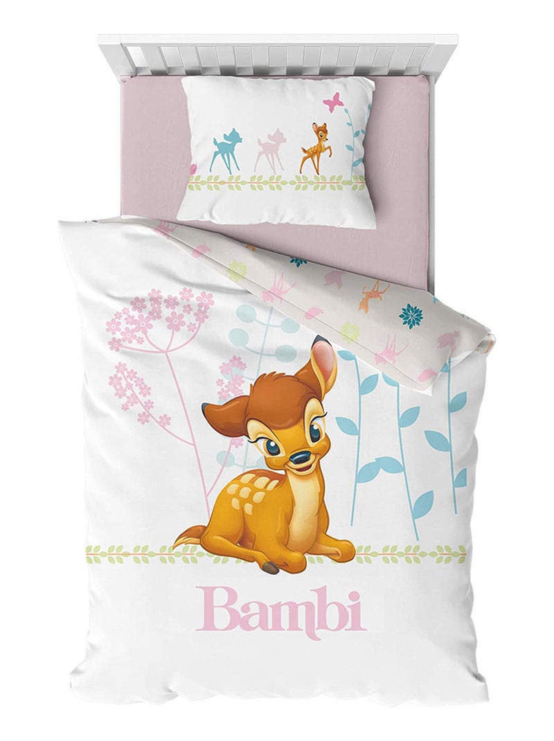 Parure de Lit Bébé Coton Bambi Rose - Kiabi