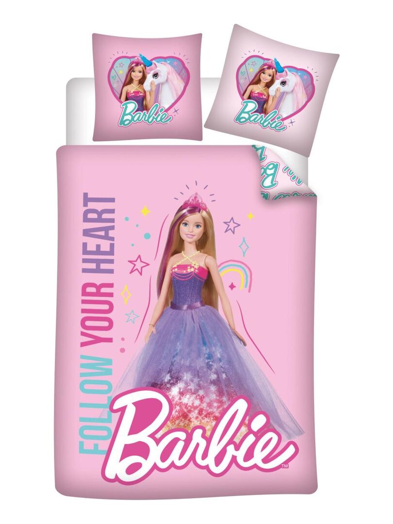 Parure de Lit Bébé Coton Réversible Barbie Heart - Rose - Kiabi - 22.10€