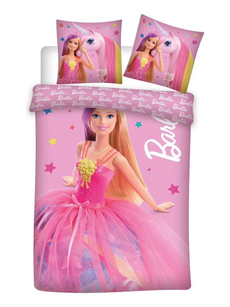 Parure de Lit Bébé Coton Réversible Barbie Licorne - Rose - Kiabi