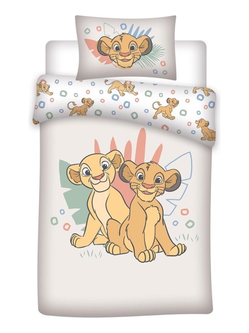 Parure de Lit Bébé Coton Réversible Simba et Lana Blanc - Kiabi