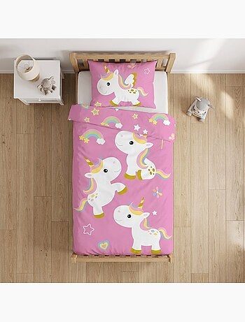Parure de lit bébé Disney avec Licorne avec arc-en-ciel réversible – 100% coton