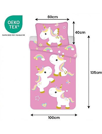 Parure de lit bébé Disney avec Licorne avec arc-en-ciel réversible – 100% coton