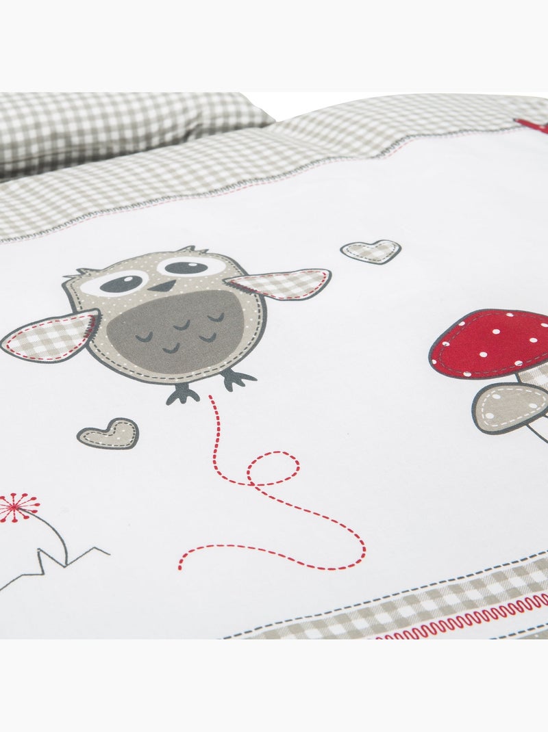 Parure de lit bébé en coton imprimé hibou 'Adam et Eule' ROBA Gris Rouge Blanc - Kiabi