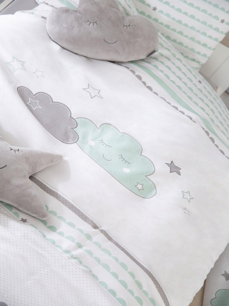 Parure de lit bébé en coton imprimé nuage 'Happy Cloud' ROBA Vert d'eau - Kiabi