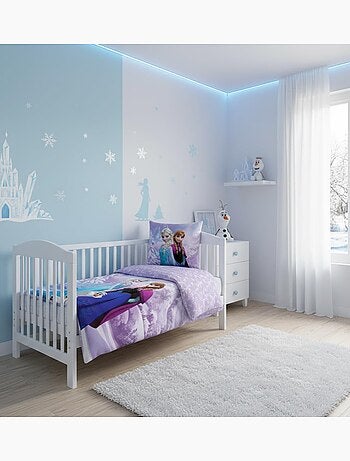 Parure de lit bébé La Reine des Neiges avec Elsa, Anna et Olaf – 100% coton