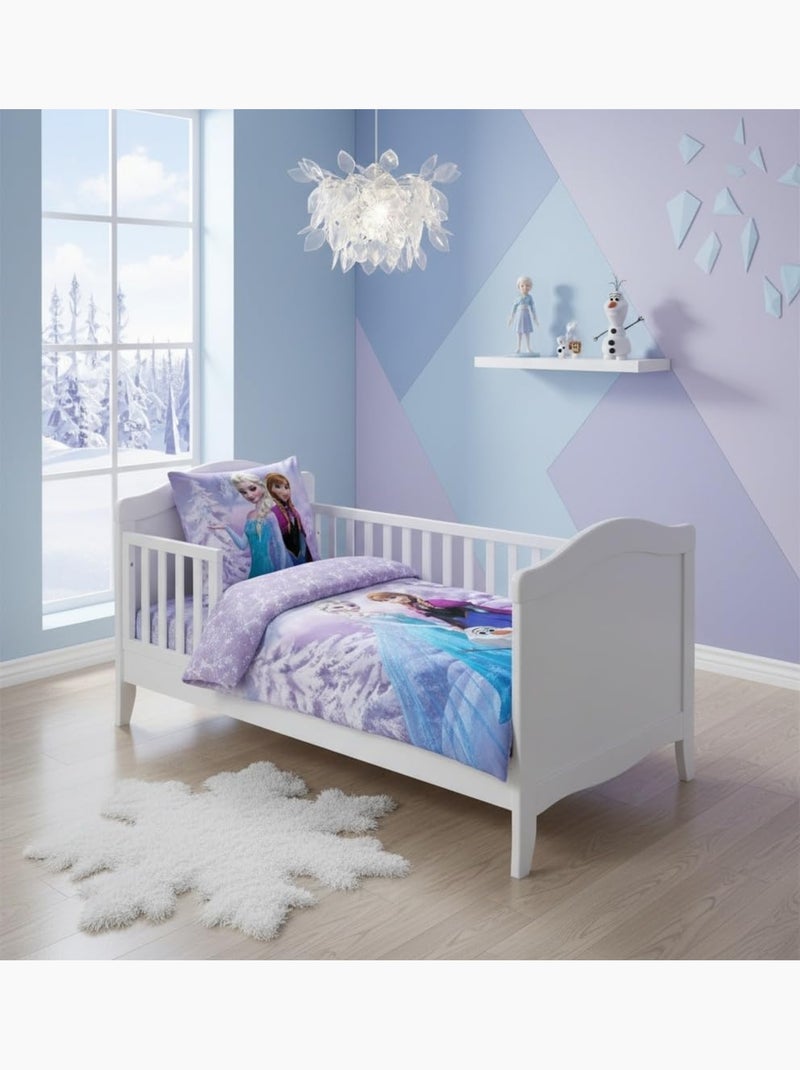 Parure de lit bébé La Reine des Neiges avec Elsa, Anna et Olaf – 100% coton Violet - Kiabi