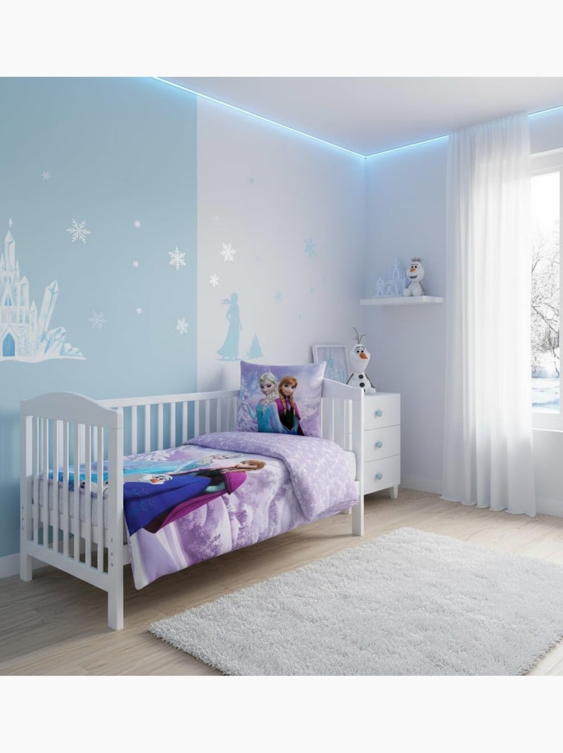 Parure de lit bébé La Reine des Neiges avec Elsa, Anna et Olaf – 100% coton Violet - Kiabi