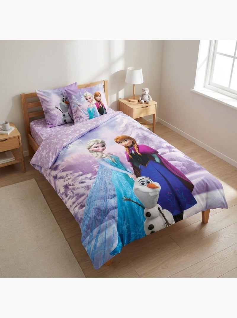 Parure de lit bébé La Reine des Neiges avec Elsa, Anna et Olaf réversible – 100% coton Violet - Kiabi