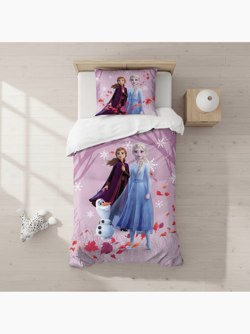 Parure de lit bébé La Reine des Neiges avec Elsa, Anna et Olaf réversible – 100% coton Violet - Kiabi