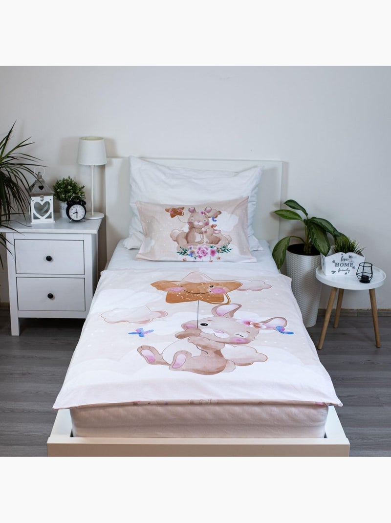 Parure de lit bébé Miss Bunny avec nuage réversible – 100% coton Beige - Kiabi