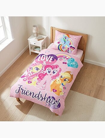 Parure de lit bébé Mon petit poney avec Rainbow Dash, Pinkie Pie et Fluttershy réversible – 100% cot