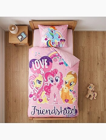 Parure de lit bébé Mon petit poney avec Rainbow Dash, Pinkie Pie et Fluttershy réversible – 100% cot