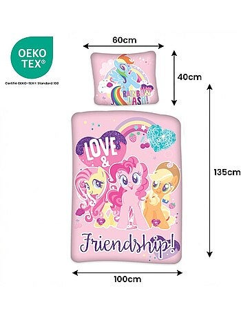Parure de lit bébé Mon petit poney avec Rainbow Dash, Pinkie Pie et Fluttershy réversible – 100% cot