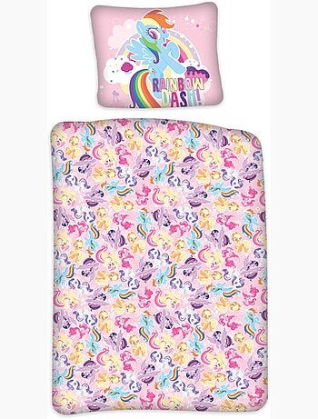 Parure de lit bébé Mon petit poney avec Rainbow Dash, Pinkie Pie et Fluttershy réversible – 100% cot